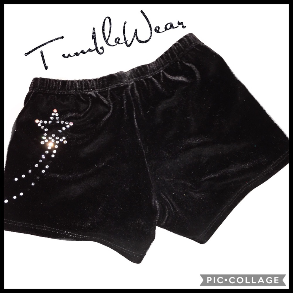 TumbleWear Black Rhinestone Shorts Size 10/12